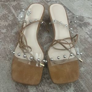Clear studded sandals
